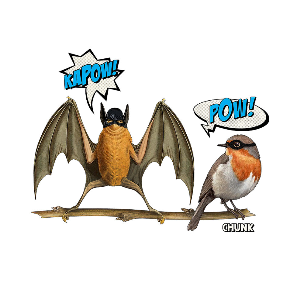 Robin Bat Sign Bat & Robin White T-Shirt