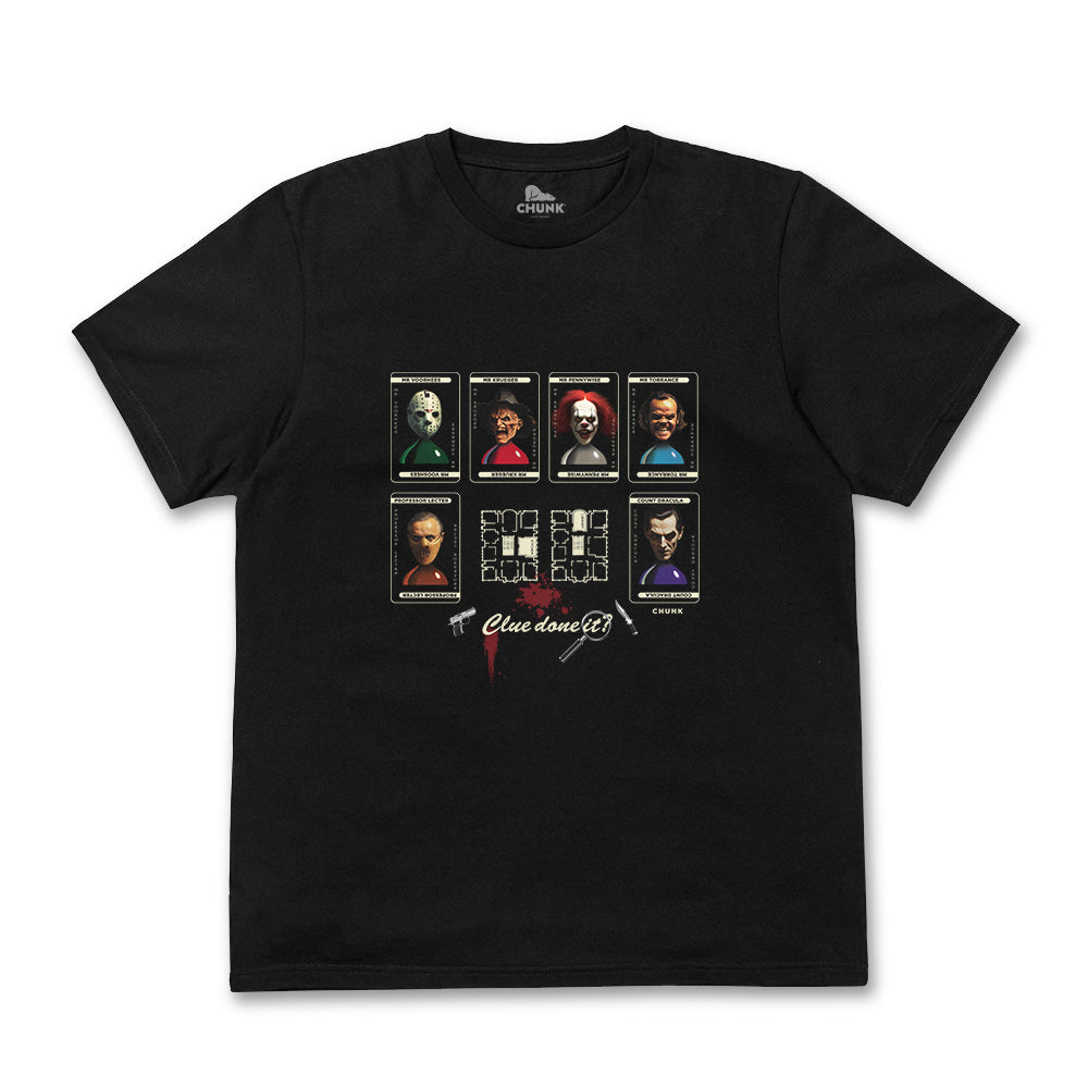 Clue Done It Black T-Shirt