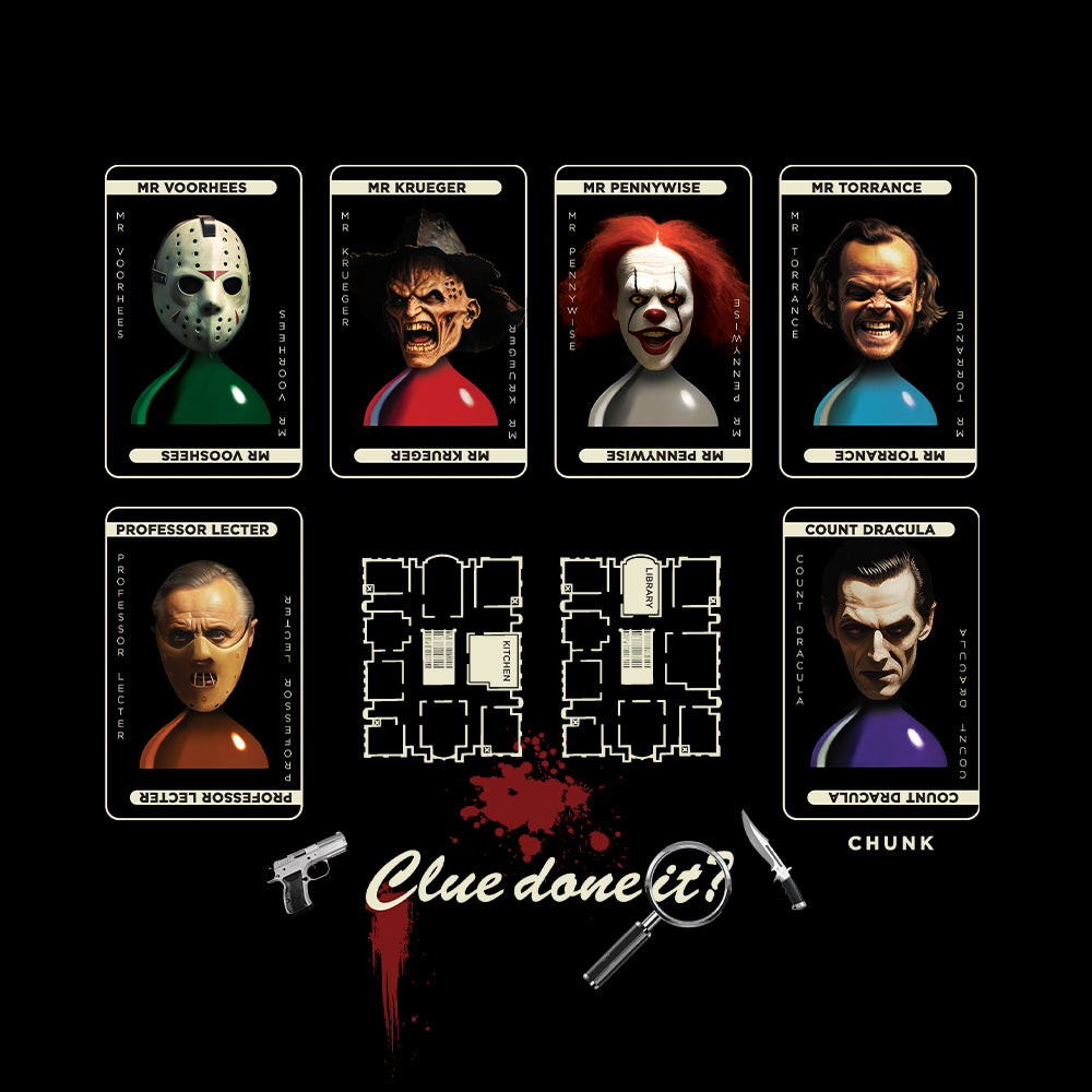 Clue Done It Black T-Shirt