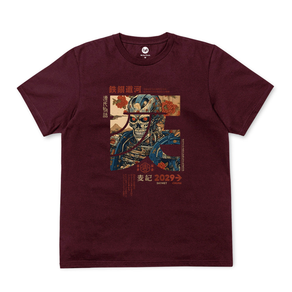 Chunk Cyborg Calligraphy Burgundy T-Shirt