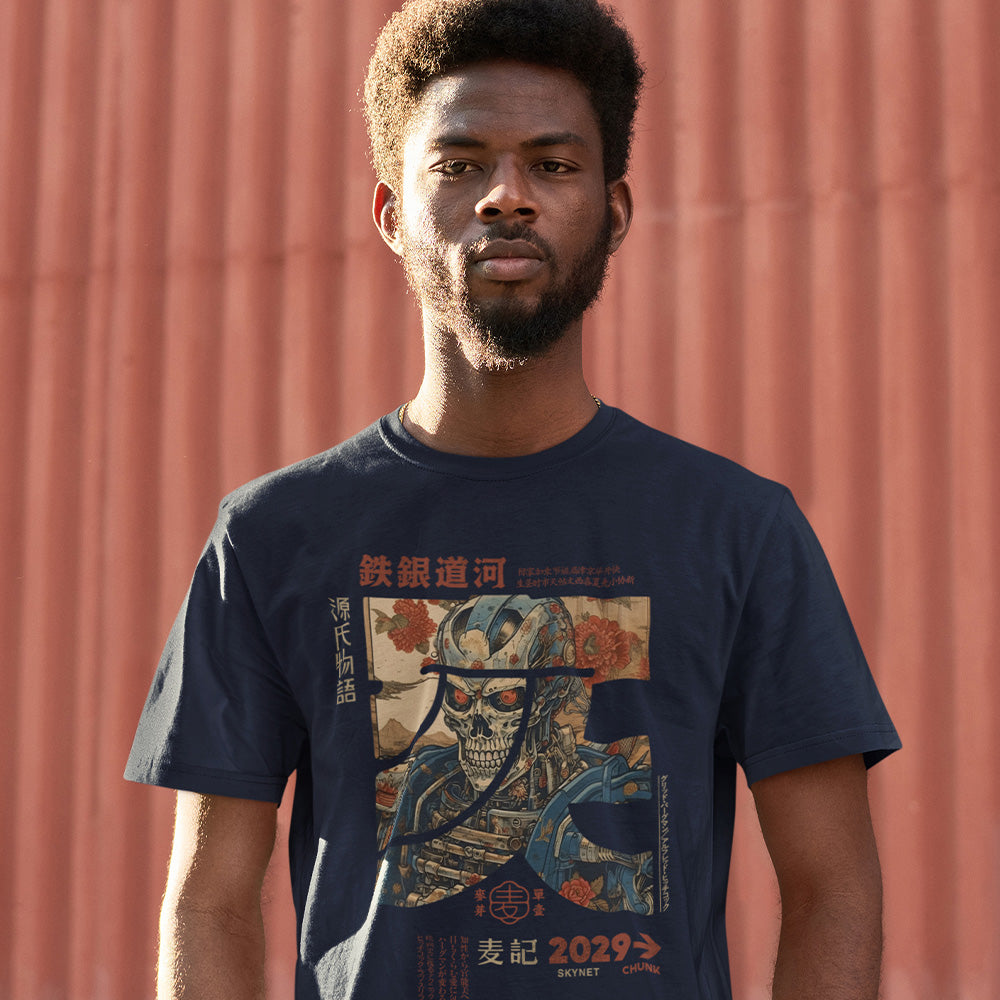 Chunk Cyborg Calligraphy Navy T-Shirt