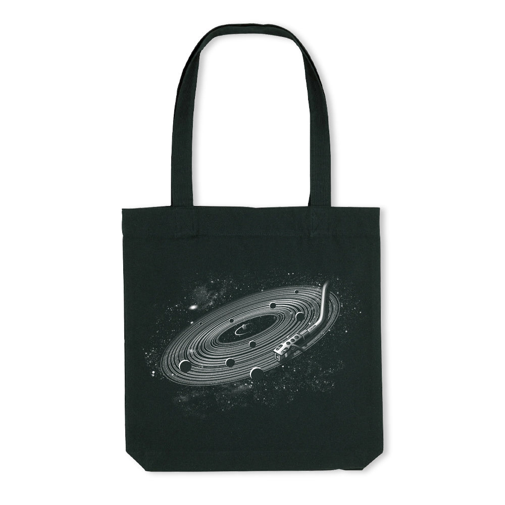 Vinyl Galaxy Black Tote Bag