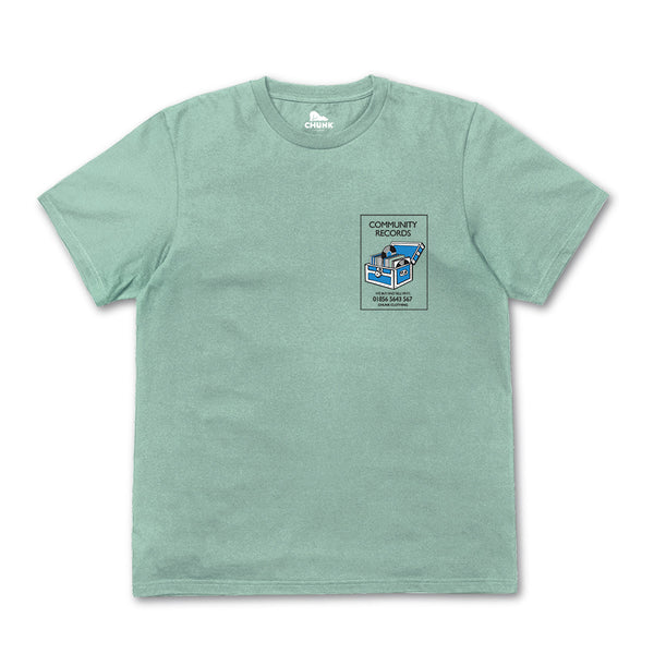 Community Records Pale Green T-Shirt